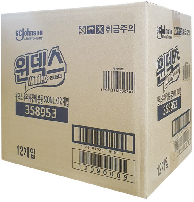 SC존슨 윈덱스 유리세정제 500mlx12개 (1박스), 투명, 12개