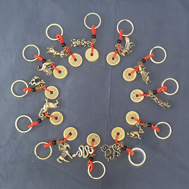 풍문당 12지 황동 열쇠고리 띠별 재물 액막이 키링 키홀더, 양띠, 1개
