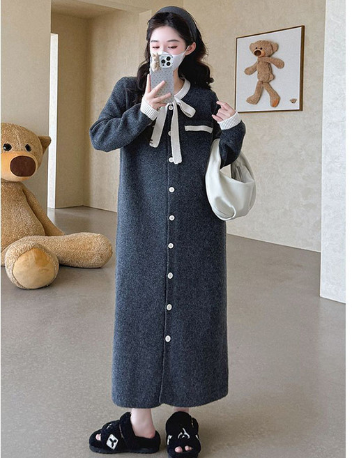 임산부 원피스 가을 겨울 데일리 임부복 빅사이즈 슬림핏 원피스 여성 고급스러운 롱 니트 스커트 WMY