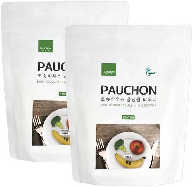 1+1 뽀숑하우스 올인원파우더 리필 1kg 과일 야채 젖병 식기세척기 식세기 세제, 2개