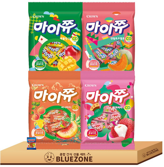 마이쮸 100g A세트 써니피치맛1 핑크리치맛1 캔털루프멜론맛1 애플망고맛1 하스1, 4개