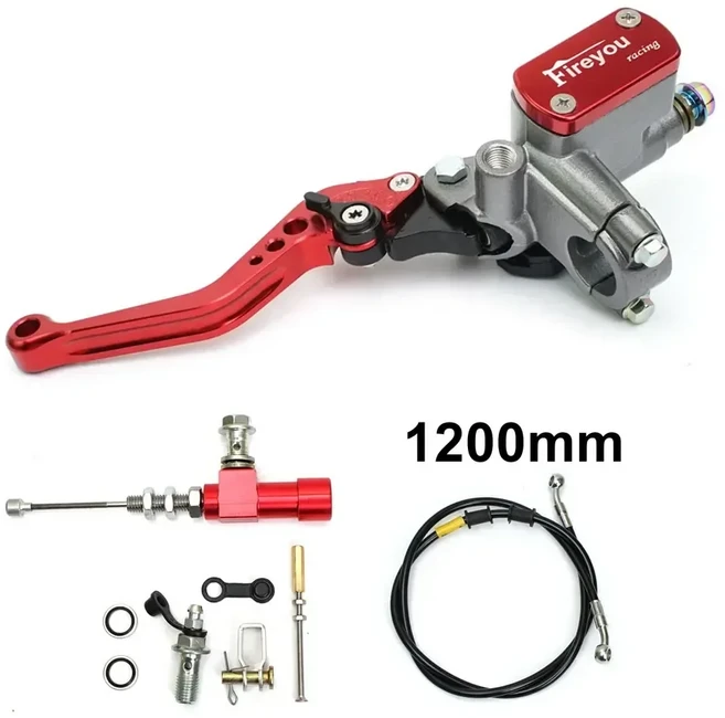 22mm 오토바이 CNC 유압 클러치 키트 레버 마스터 실린더 레이싱 용 오일 호스 뜨개질 Yamaha Kawasaki Hon, 05 Red-B