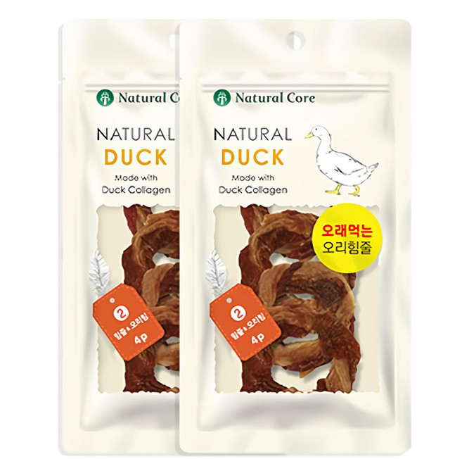 네츄럴코어 강아지 육포 간식, 오리힘줄, 40g, 2개