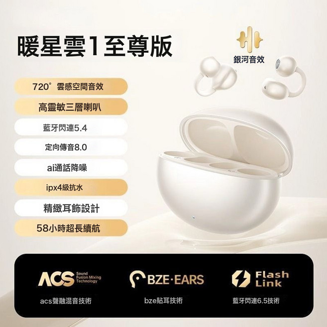 藍牙耳機耳夾式不入耳長續航藍牙無線耳機骨傳導運動跨境2026tws, 如圖所示, GTS26白色