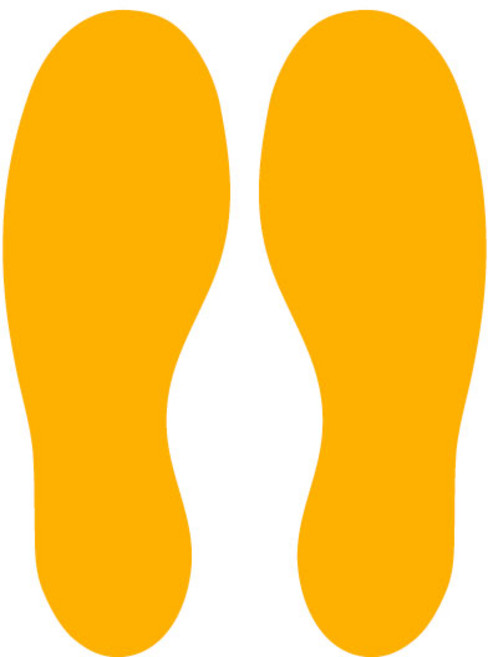 오피스왕국 발모양 발바닥 발자국 그래픽 스티커 foot3, 옐로우