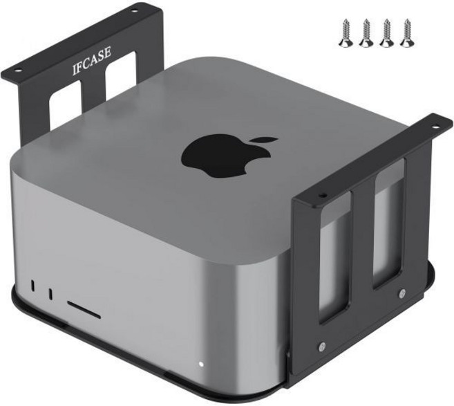 IFCASE 알루미늄 언더 데스크 마운트 Mac Studio M4 M3 M2 M1 Max 긁힘 방지 패드 포함 울트라블랙, 블랙, 1개