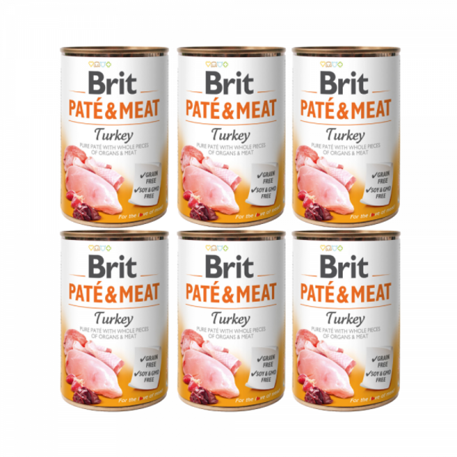 브릿 파테앤미트 생식내장포함 주식캔 강아지습식사료, 6개, 400g, 칠면조