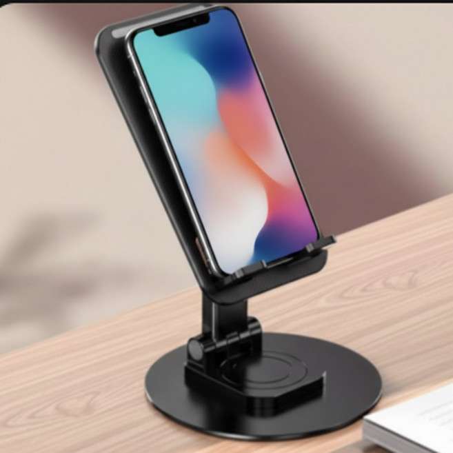 베로츠 360도 회전 각도조절 접이식 휴대폰 태블릿 거치대, 1개, 블랙