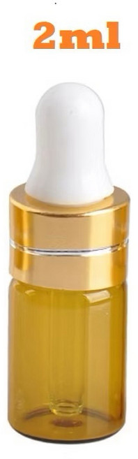 茶色玻璃滴管瓶 鍍金邊乳膠頭分裝瓶, 1個, 2ml-茶色玻璃滴管精油瓶