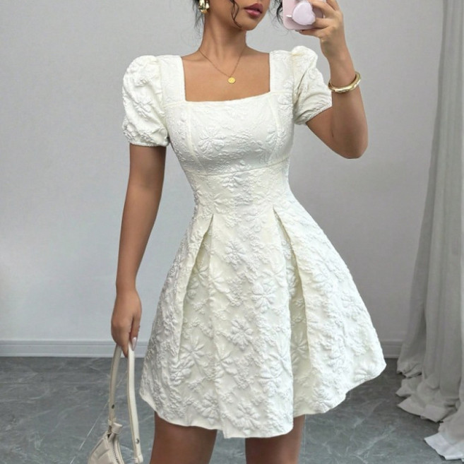 천하오 여름 패션 여성 벌룬 스퀘어넥 원피스 J286