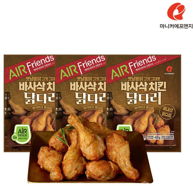 마니커에프앤지 바사삭닭다리 420g(3봉), 420g, 3개