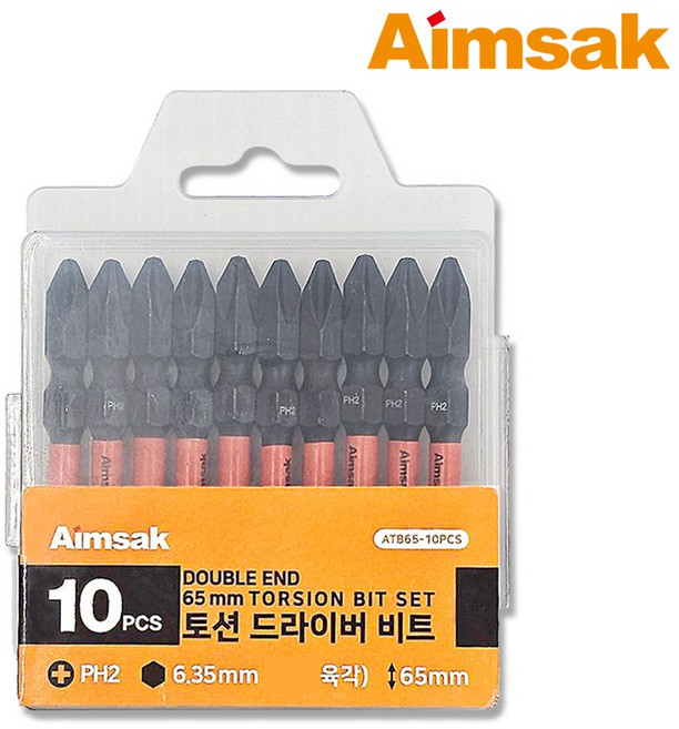 아임삭 아임삭 토션비트 ATB65-10P 65mm 10개입 양용십자비트 PU010028, 1세트