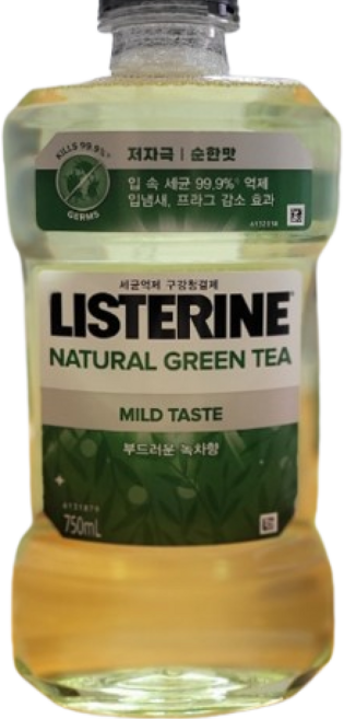 리스테린 내추럴 그린티 마일드 구강청결제 750ml 4개 + 증정