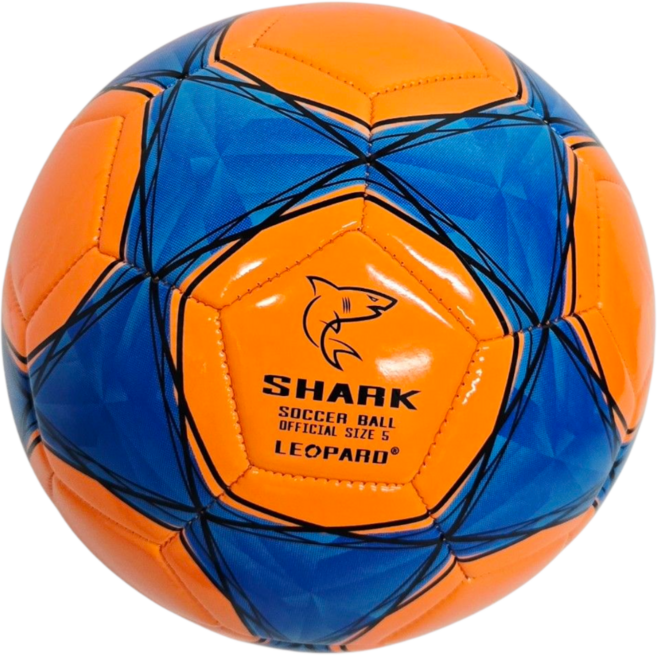 샤크 축구공 5호 레오파드 어린이축구공 화이트블루 옐로우블루, 1개, 오렌지블루