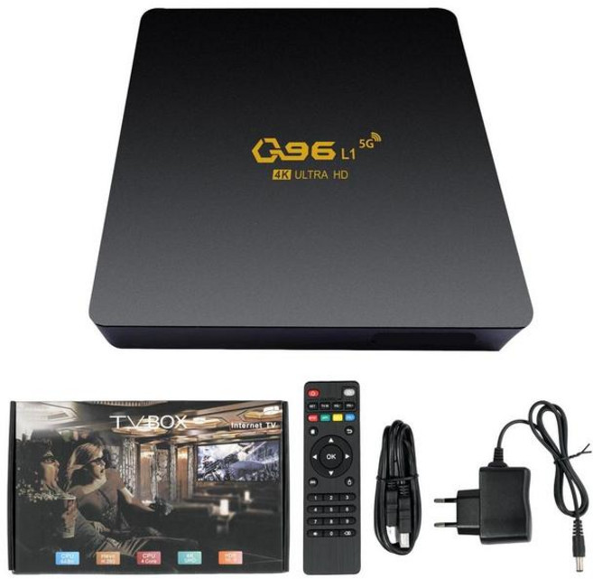 4K 스마트 TV 박스 안드로이드 10.0 S905L2 쿼드 코어 2.4G 와이파이 Q96 L1 셋톱 네트워크 비디오 게, [03] 8GB 128GB UK, 07 UK 8GB 128GB