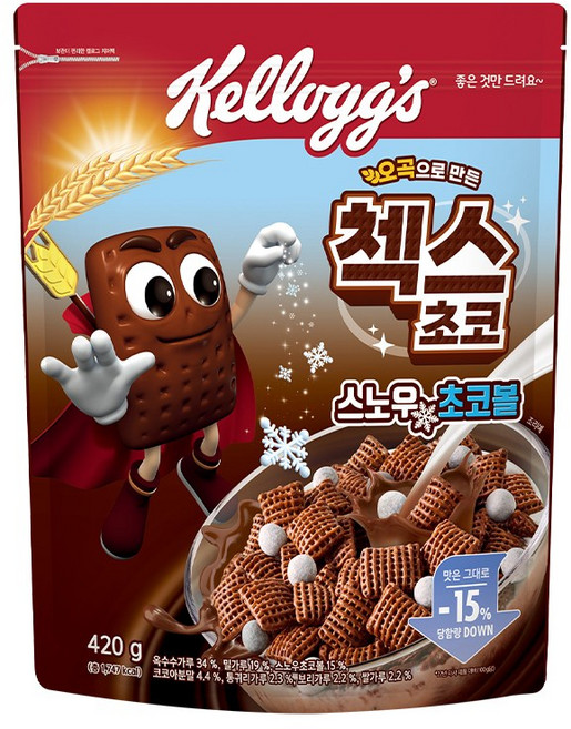 켈로그 첵스 초코 스노우 초코볼 시리얼, 420g, 10개