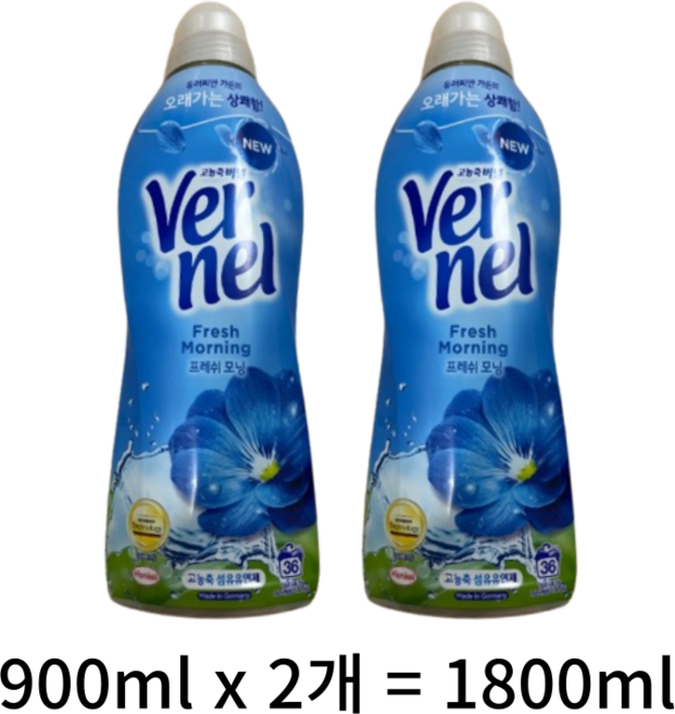 버넬 프레쉬모닝 섬유유연제 본품, 1.8L, 2개