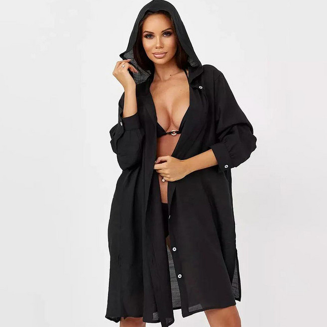 온브레이크 여름 비치 로브 커버업 후드 셔츠 가디건 수영복로브