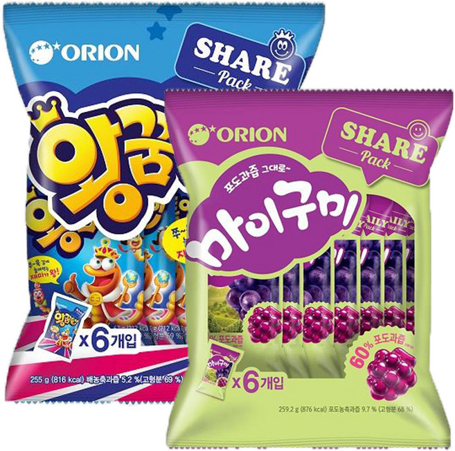 오리온 왕꿈틀이번들 마이구미포도번들, 1세트, 514g