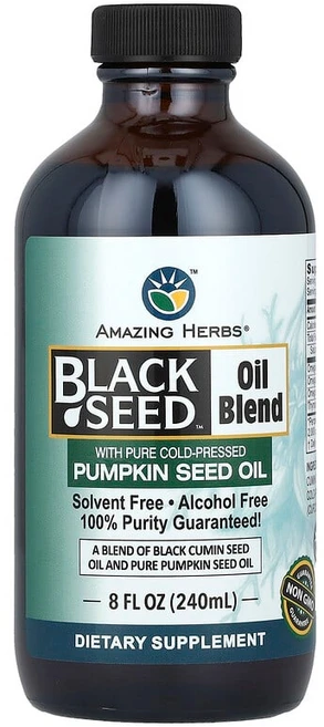 Amazing Herbs Black Seed 오일 혼합물 호박씨 함유 240ml(8fl oz) Herbs (어메이징 허브), 1개, 240ml - 쿠팡