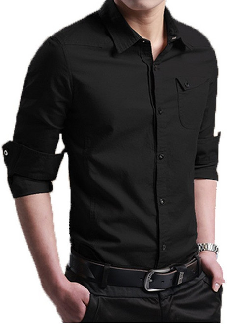 AT 潮玩藝 男士軍裝長袖襯衫 修身韓版襯衫外套