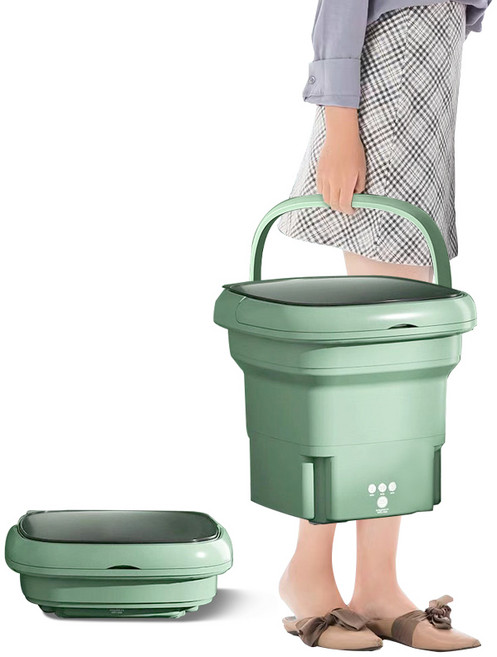 Kingfishe 접이식 미니세탁기 속옷 휴대용 소형 양말 탈수포함 초미니세탁기, 그린