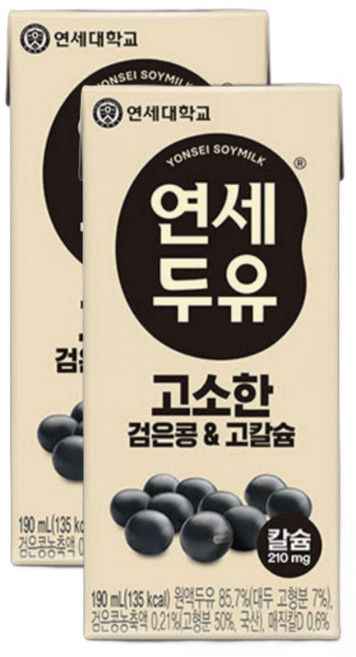 연세두유 고소한 검은콩 고칼슘 두유 190ml 72개