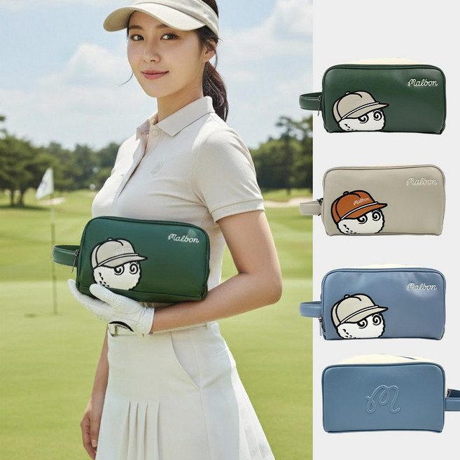 [백화점 AS 가능]말본 파우치 클럽하우스 시그니처 골프 가방 + 쇼핑백, 1개, 01.그린GR