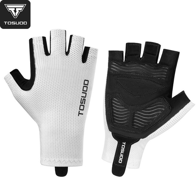 토스오드 자전거 반장갑 미끄럼방지 메쉬 통풍 오토바이 라이딩 남성 여성 여름 스포츠 장갑, 1개, 화이트