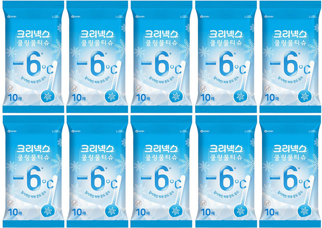 크리넥스 쿨링 물티슈 휴대형, 45g, 10매, 10개