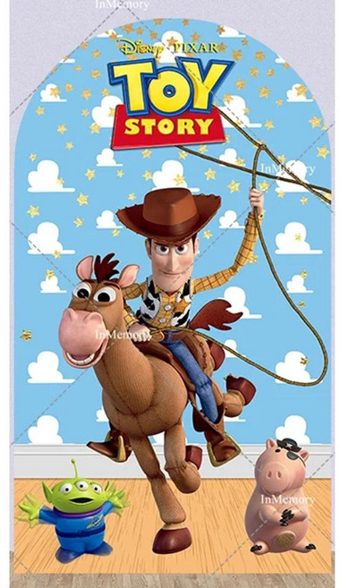 토이 배경 커버 버즈 라이트 이어 우디 푸른 하늘 흰 구름 사진 배너 생일 파티 장식, 1개, 1. middle / G. 2x5.2ft(60x1...