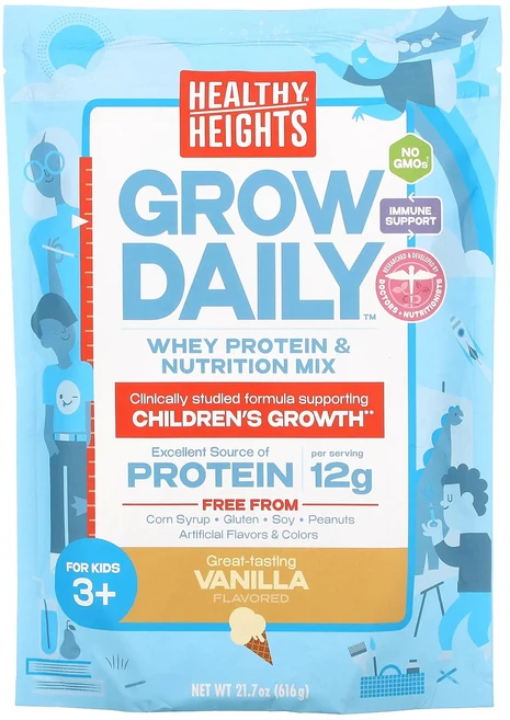 Healthy Heights 그로우 데일리 유청 단백질 및 영양 믹스 만 3세 이상 어린이용 바닐라 616g(21.7oz), HealthyHeights그로우데일리유청단백질및영양믹스, 616g, 1개 - 쿠팡