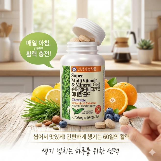 [비타민하우스] 슈퍼 멀티비타민&미네랄골드 1 200mg x 60정 (2개월분) 소비기한 2026.8.19, 2개 - 쿠팡