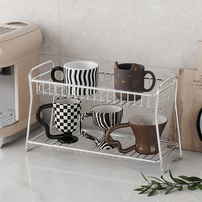 더자카 다용도 주방 미니 건조 선반 와이드, 2단, 실버, 1개