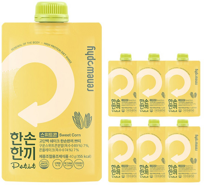 한손한끼 프로틴 단백질 쉐이크 스위트콘맛, 40g, 7개