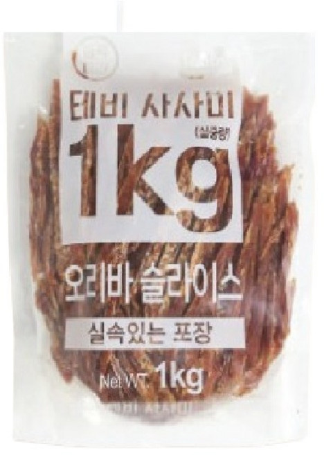 테비사사미 오리바 슬라이스 1kg 강아지 간식 대용량 1kg, 1개