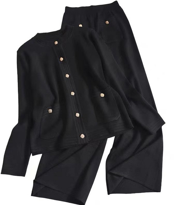 3 Colors 여성 라운드넥 니트 가디건 팬츠 세트 가을 겨울 편안한 데일리룩 캐주얼 투피스 트레이닝복 스타일