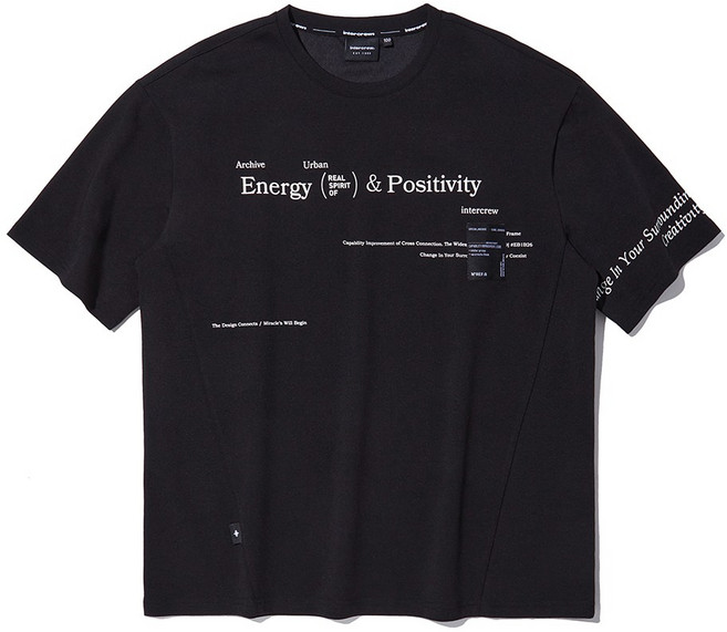 [인터크루] 남성 라벨 믹스 프린트 반팔 티셔츠 블랙/화이트 ITY2TM03 NC신구로점