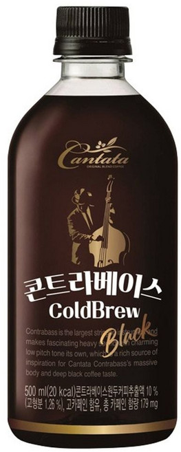 롯데 칸타타 콘트라베이스 블랙 500ml x 24PET rkr61133zg, 1ml, 1개