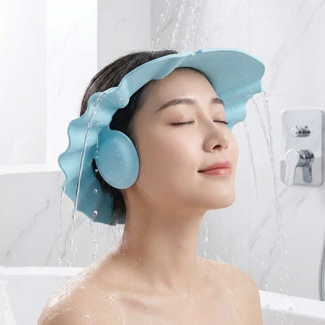 앙플러스 물이 새지 않는 헤어캡 성인 샴푸캡 간편 샤워캡, 블루, 1개