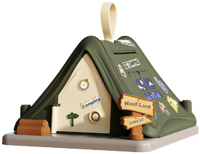 대용량 지폐 동전 DIY 하우스 스티커 금고저금통, 캠프 카키