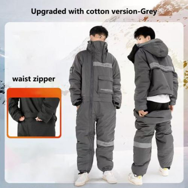 라이더 방한복 남자용 방한의류 겨울 야외 따뜻한 플러시 스키 낚시 내한 정장 오토바이 타고 의류 방수 방풍, l, 1)Gray with ZIPPER