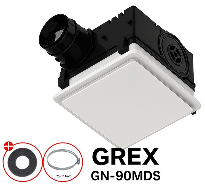 그렉스 환풍기 화장실 욕실용 GN-90 MDS 천장형 일체형 전동댐퍼 gn90 대체 저소음 담배냄새 역류방지 댐퍼 고정압 정풍량, GN-90MDS, 고객직접설치