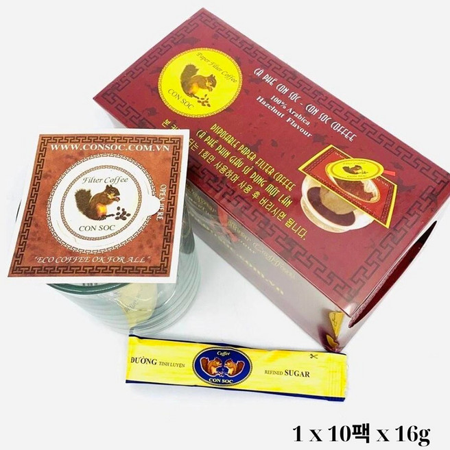 베트남 다람쥐 커피 CON SOC 드랍 16g x 10, 1박스, 10개입