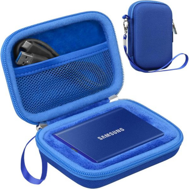 삼성 호환 T7 쉴드삼성 T7터치 휴대용 솔리드 스테이트 드라이브 500GB 1TB 2TB 4TB USB 3.2 외장 SSD 하드 EVA 충격 방지 보관 여행 가방 파란색, Blue, 1개