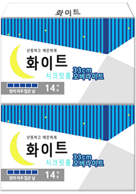 [화이트] 울트라 날개 오버나이트 14P X 2팩, 14개입, 2세트