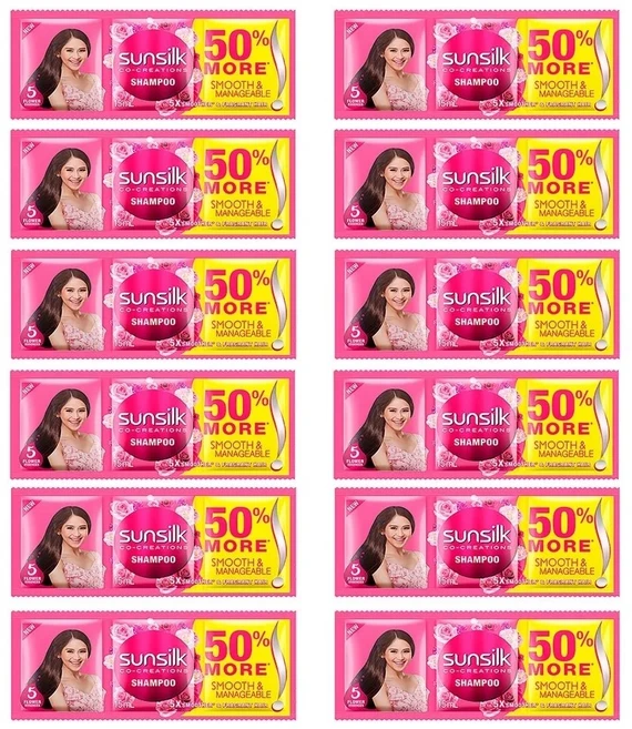 11+1 (소개팅샴푸) 썬실크 선실크 여행용 샴푸 스무스&관리 (핑크) (일회용 36회분) Sunsilk Shampoo pink 15ml - 쿠팡