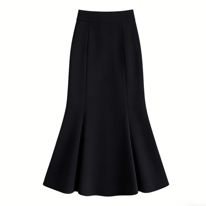 NUNUHANA 여성 하이웨스트 슬림핏 머메이드 롱스커트