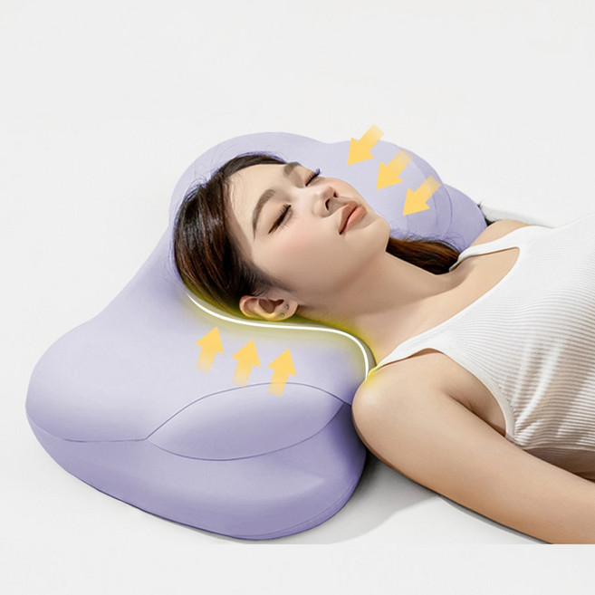 경추베개 초고밀도 목편한 메모리폼 옆잠베개 64cm 거북목 배게 경추 수면 조절, 1개, 보라