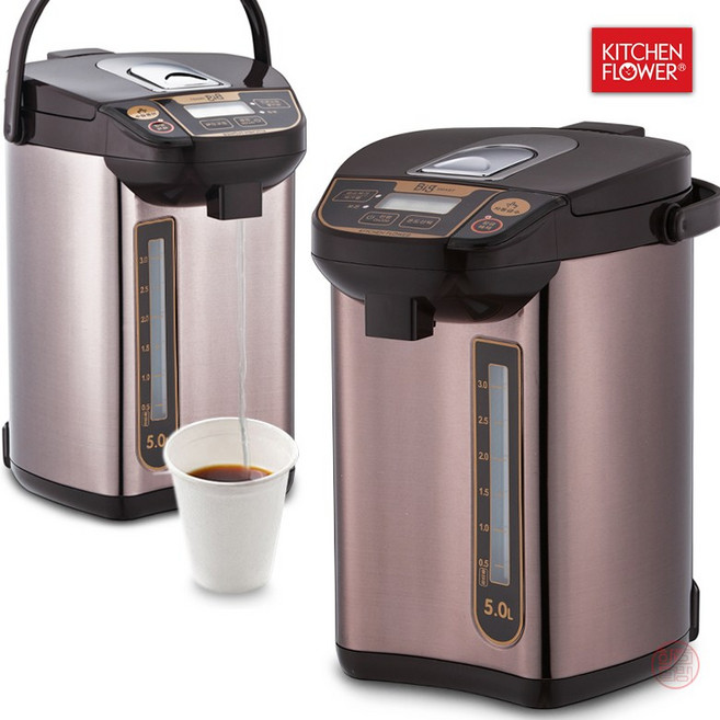 키친플라워 보냉 보온 5L 대용량 빅 스마트 보온포트전기포트 5L 무선 전기 티 포트 분유포트 전기주전자, KEK-JP750WH, KEK-JP750WH